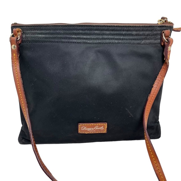 DOONEY & BOURKE Black Brown Genuine Leather Canvas CROSSBODY Purse Messenger Bag - Picture 9 of 16